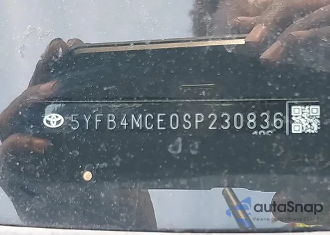 2025 Toyota Corolla Fx z USA, uszkodzony, nr VIN 5YFB4MCE0SP230836